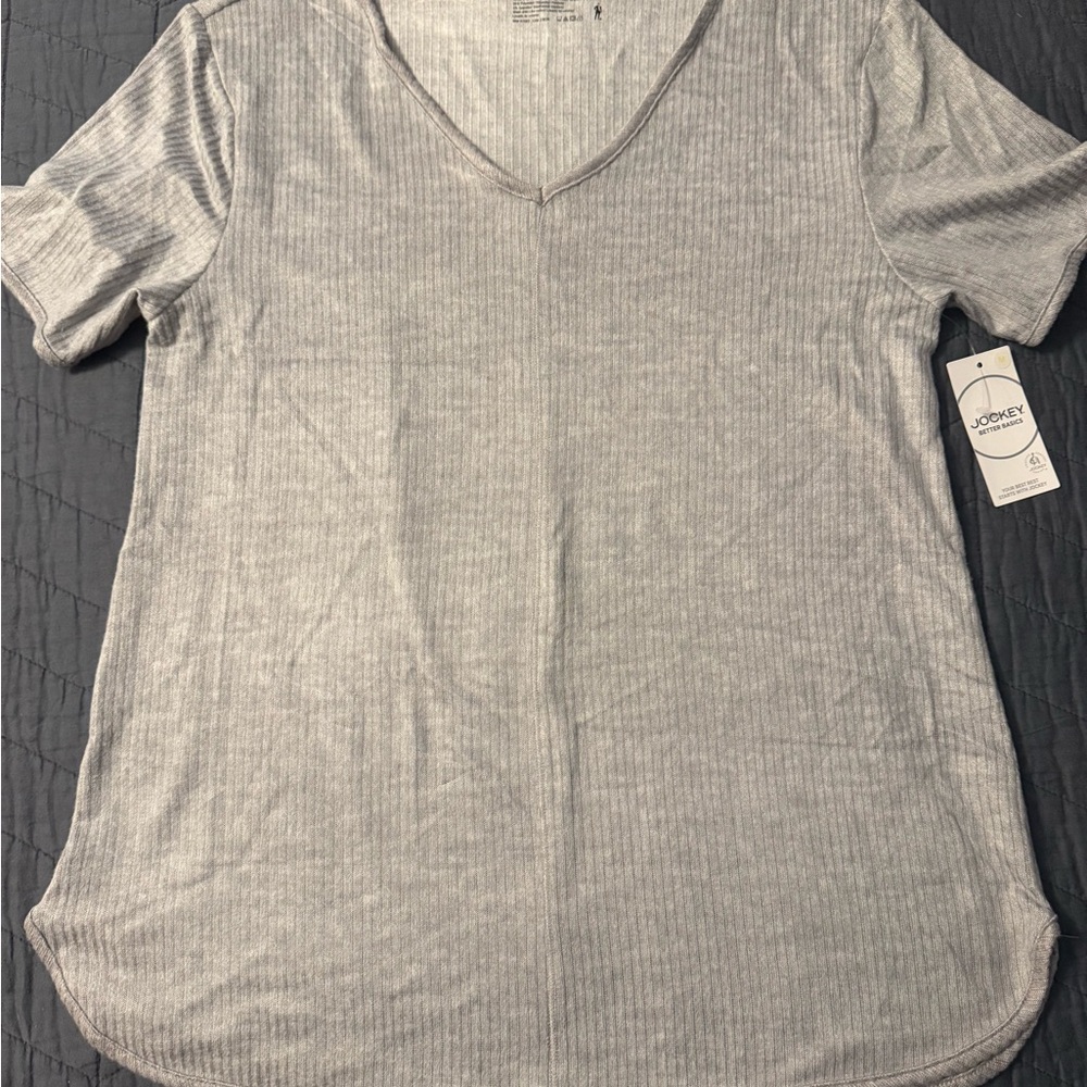 Jockey Women's Light Gray V-Neck Tee